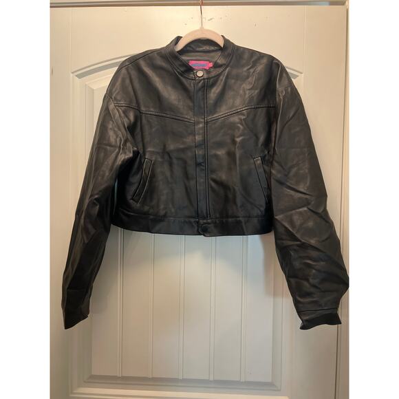 Edikted Black Faux Leather Jacket - Picture 1 of 3